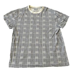 Straight Faded navy houndstooth print tshirt cotton size large‎